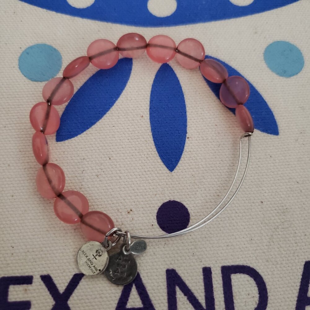 Alex and Ani Beaded Bangle Silver / Pink      81
